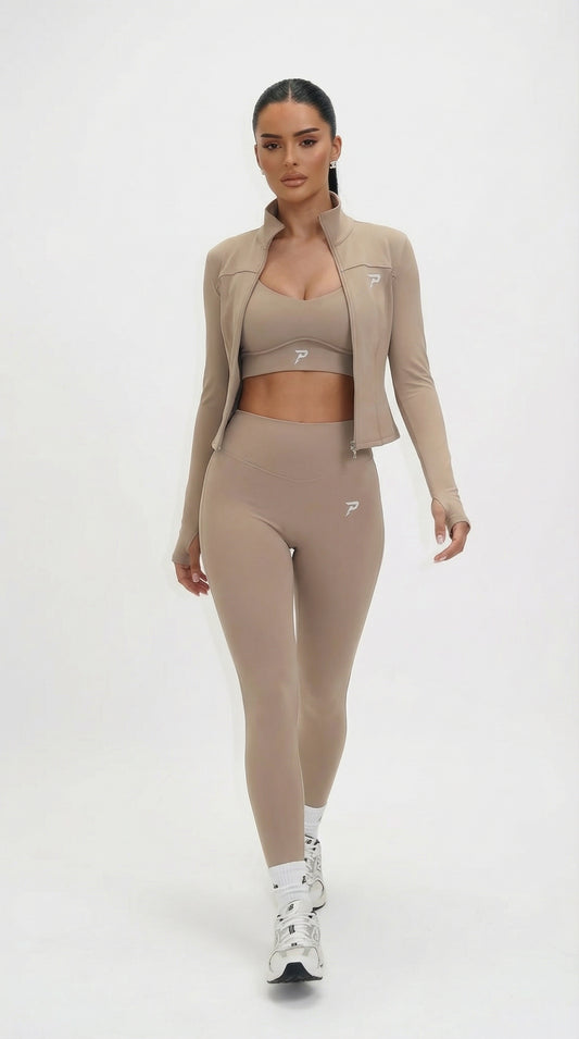 Women’s Beige 3-Piece Activewear Set